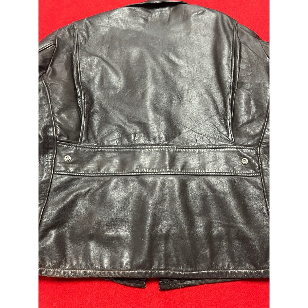 Vintage Men's Leather Biker Jacket Lined Zip Front Pockets Dark Brown Schott? - Picture 5 of 9